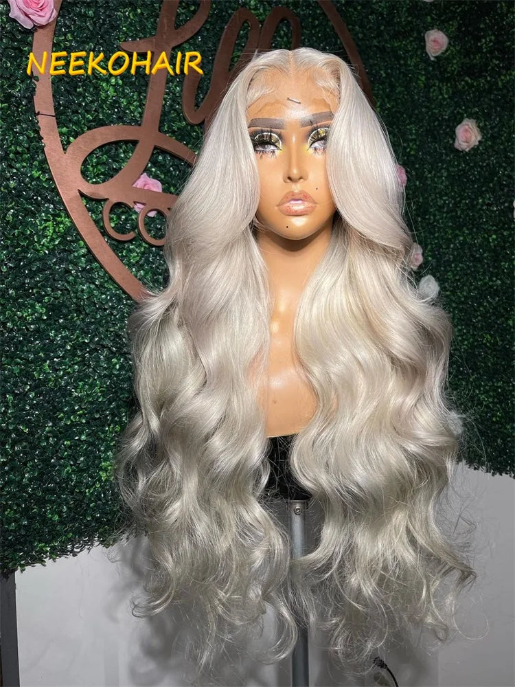 Lace Front Platinum Blonde Body Wave Human Hair Wigs