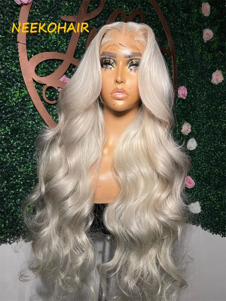 Lace Front Platinum Blonde Body Wave Human Hair Wigs