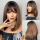 Synthetic Ombre Short Straight Bob with Bangs Wig