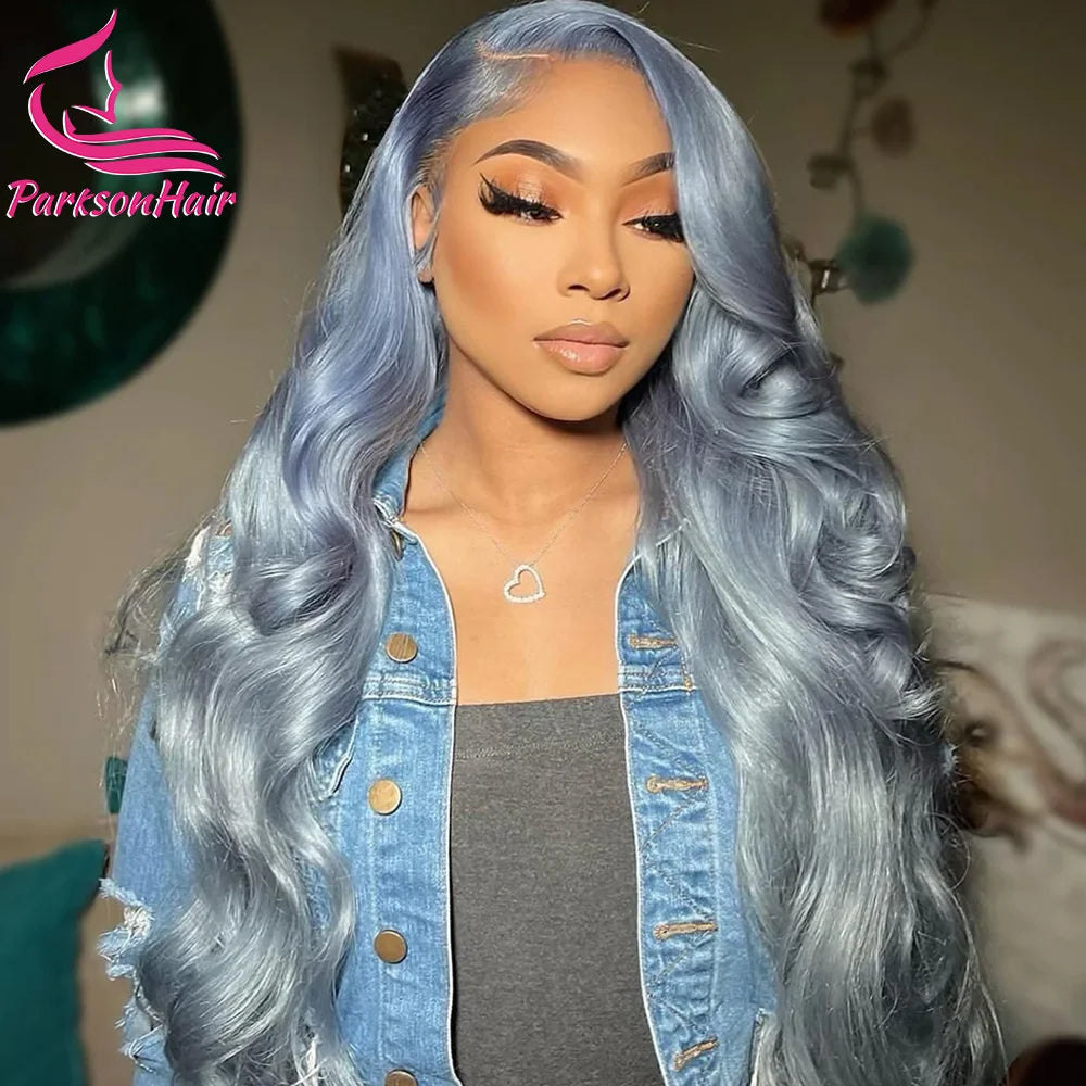 Lace Front Pre-Plucked Body Wave Silver Grey Brazilian Human Hair Wigs