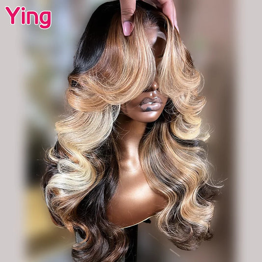 Lace Front  Highlight Honey Blonde Body Wave PrePlucked With Baby Hair  Wig