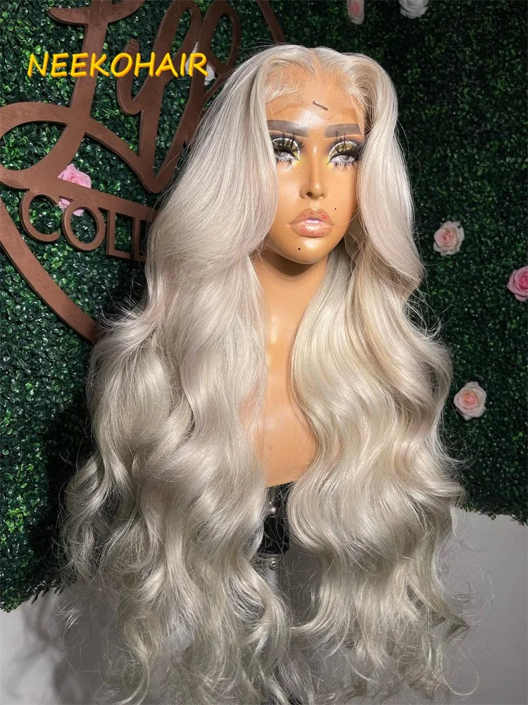 Lace Front Platinum Blonde Body Wave Human Hair Wigs