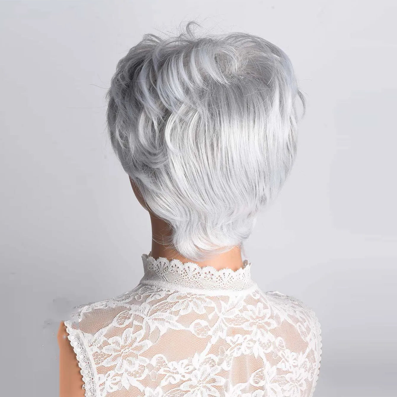 Synthetic Heat Resistant Pixie Cut Light Gray Wigs Wig