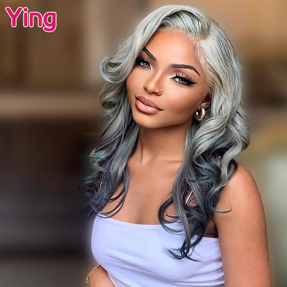 Lace Front Pre-Plucked  Transparent Ombre Ash Blonde Body Wave Brazilian Human Hair Wig