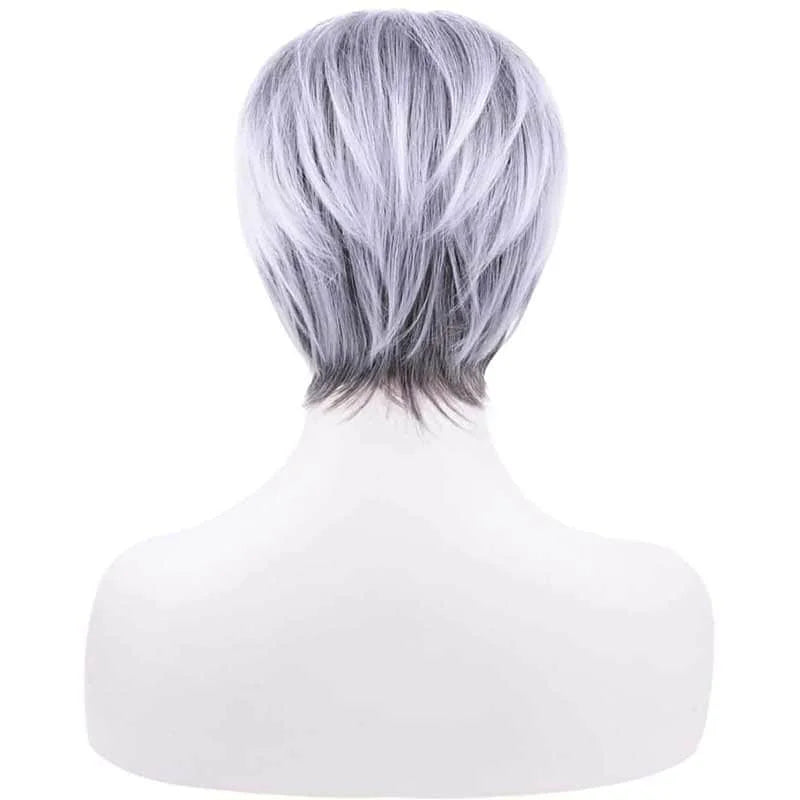 Synthetic Heat Resistant Pixie Cut Silver Grey With Bangs Wig