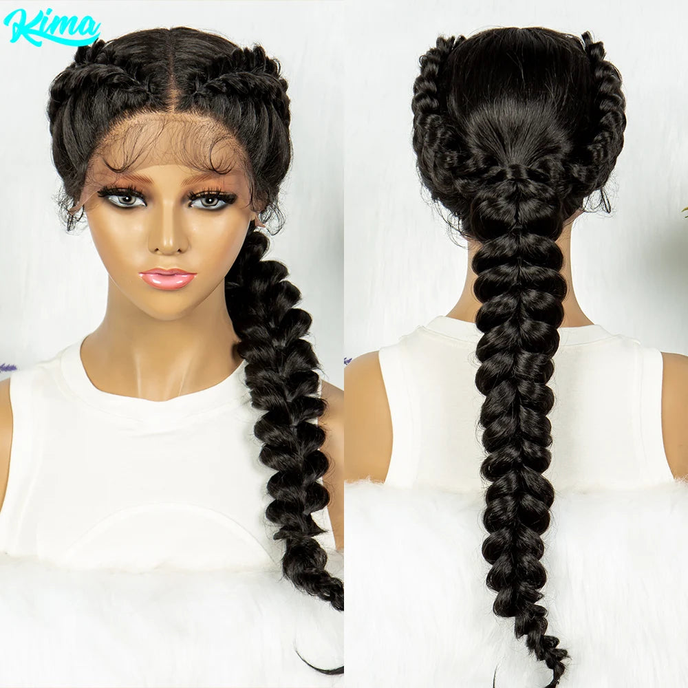 Synthetic Lace Front Braided Kinky Curly Hair With Baby Hair Wig