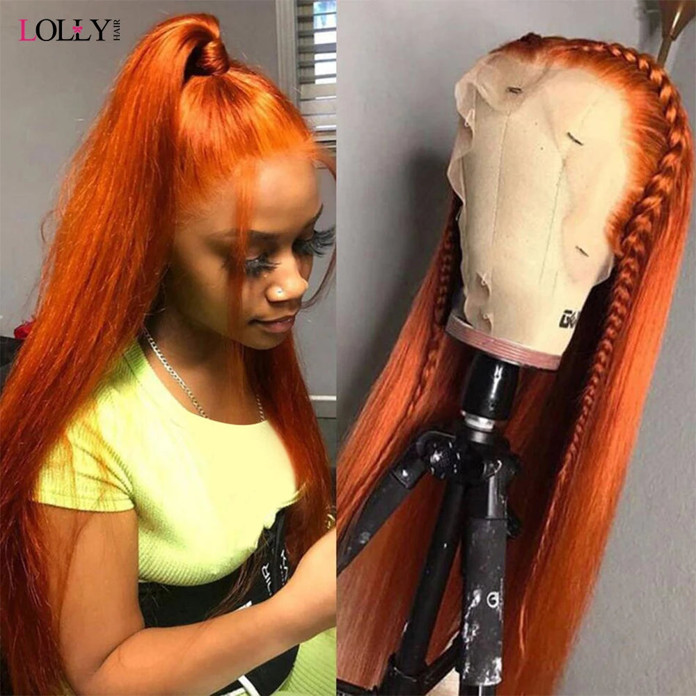 Lace Front Ginger Straight Human Hair Wig