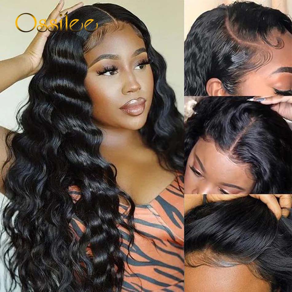 Lace Front Loose Deep Wave Transparent Brazilian Human Hair Pre-Plucked Wigs