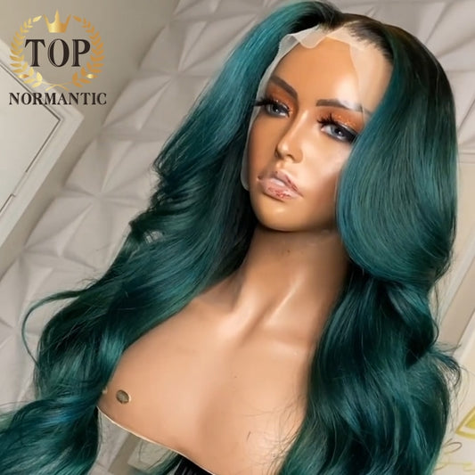 Lace Front Dark Green Body Wave  Preplucked Hairline Brazilian Remy Human Hair  Wigs