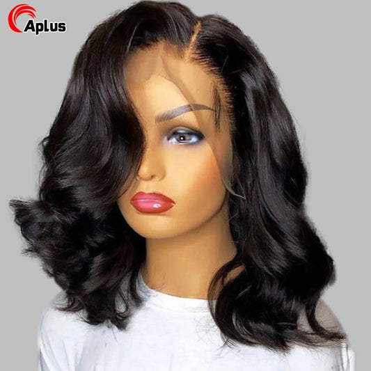 Lace Front Pre plucked Human Hair Body Wave Short Bob Wigs