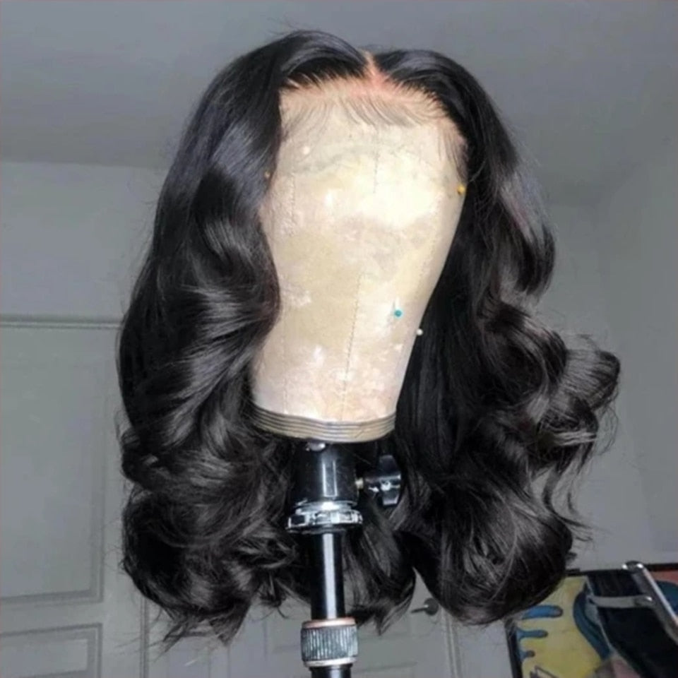 Lace Front Pre plucked Human Hair Body Wave Short Bob Wigs