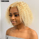 Lace Frontal Brazilian Human Kinky Curly Blonde Bob Wig