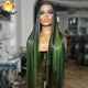 Lace Front Highlight Green Straight Brazilian Human Hair Wigs