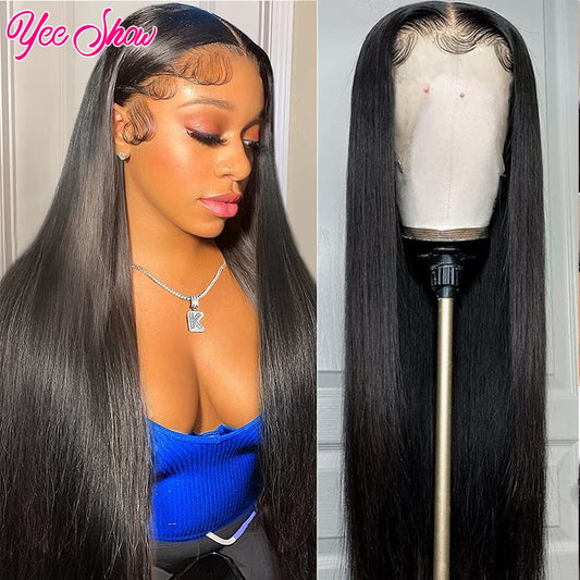 Lace Front Straight Transparent Human Peruvian Remy Hair Wigs