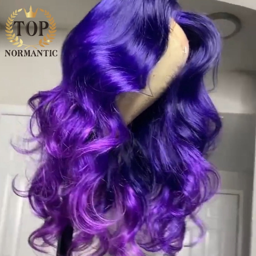 Lace Front Ombre Purple Body Wave Brazilian Human Remy with Baby Hair Wigs