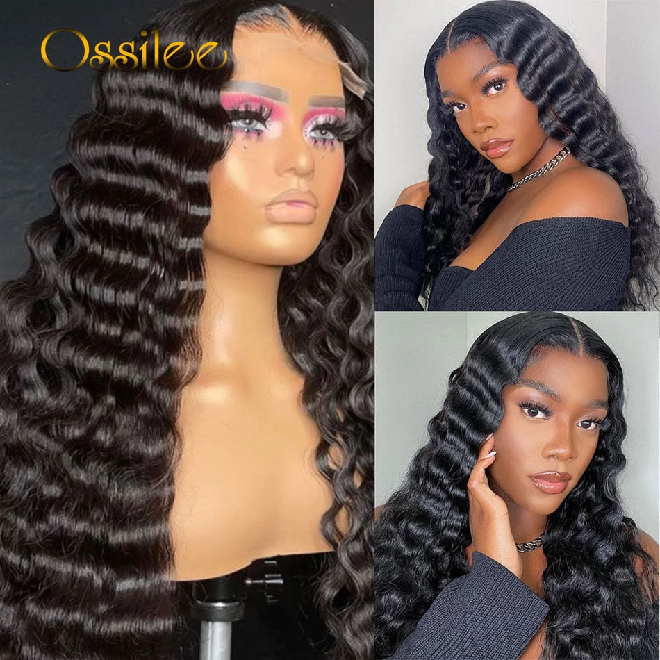 Lace Front Loose Deep Wave Transparent Brazilian Human Hair Pre-Plucked Wigs