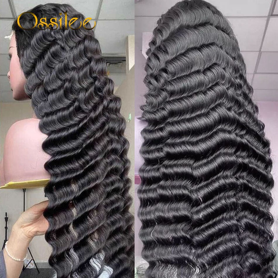 Lace Front Loose Deep Wave Transparent Brazilian Human Hair Pre-Plucked Wigs