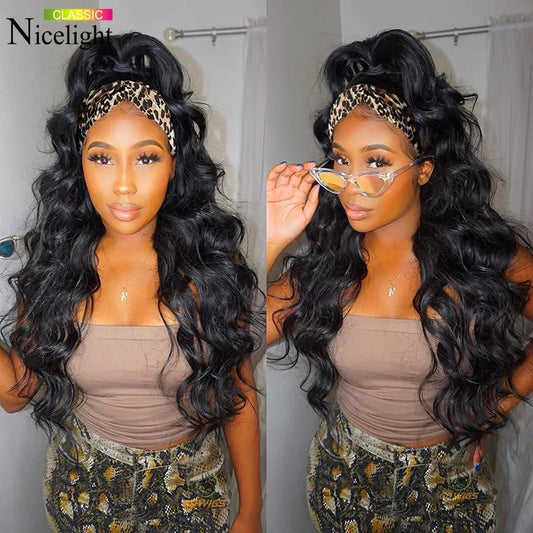 Headband Body Wave Malaysia Remy Human Hair Wigs