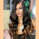 Glueless U Part Human Hair Ombre Dark Golden Brown  Wigs