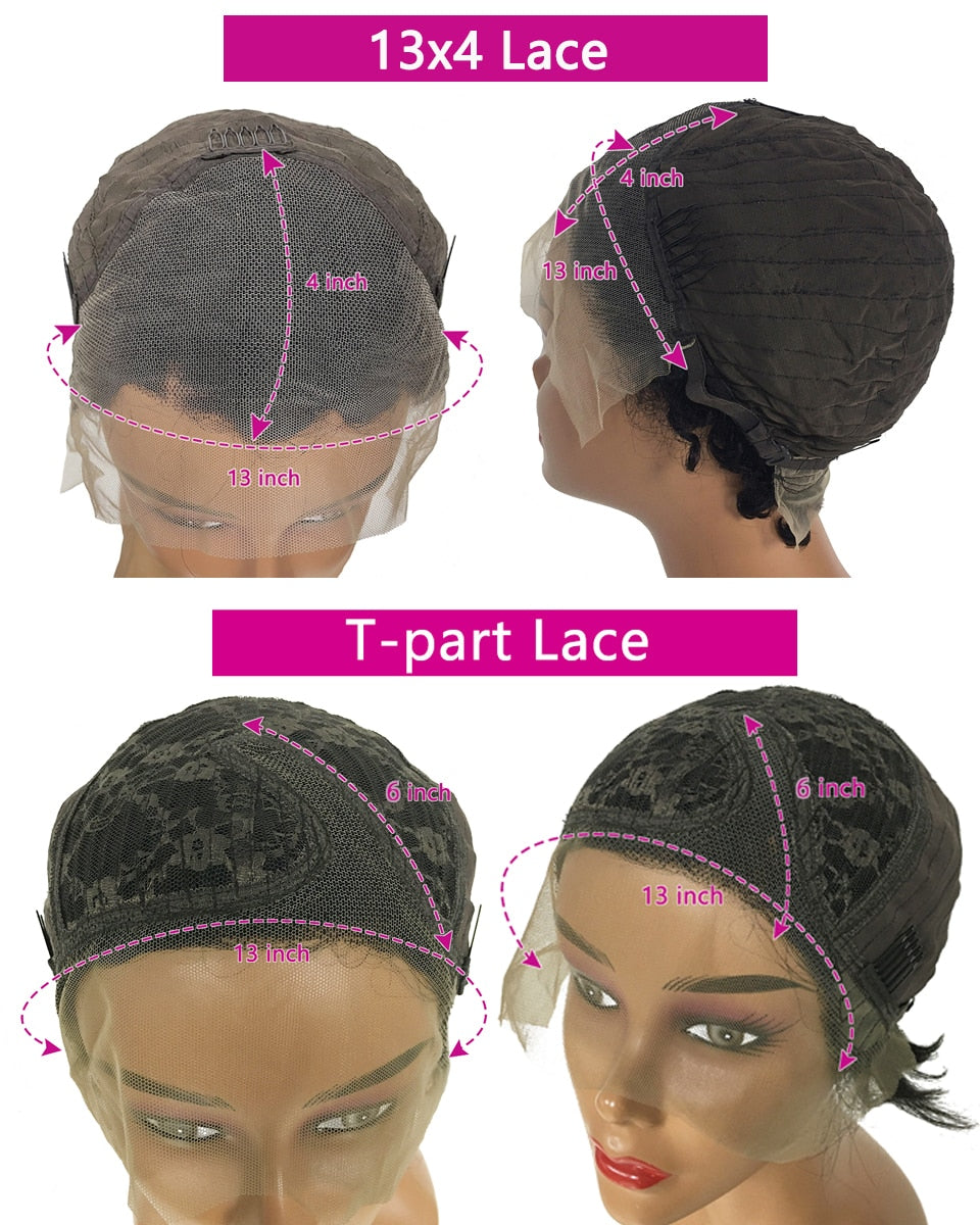 Lace Front Transparent Preplucked Brazilian Human Hair Short Bob Pixie Cut Wigs