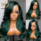 Lace Front Pre-plucked Green Loose Wave Brazilian Human Remy Hair Wig