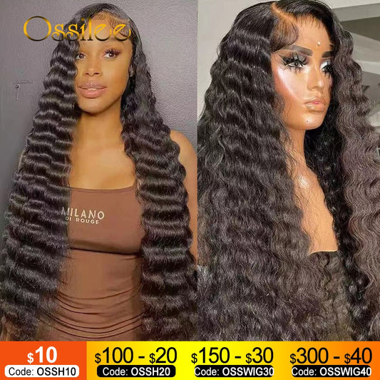 Lace Front Loose Deep Wave Transparent Brazilian Human Hair Pre-Plucked Wigs