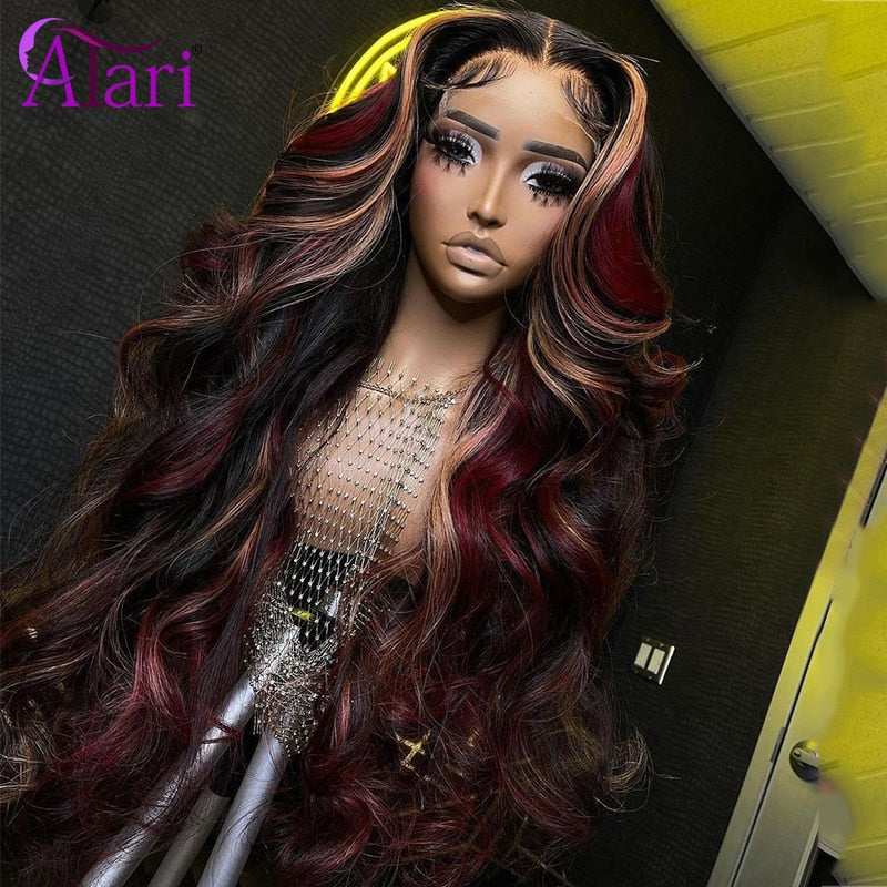 Lace Front Pre-Plucked Multi Color Body Wave Brazilian Human Hair  Wig