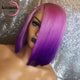 Lace Front Purple Ombre Human Hair Pre-plucked  Straight Short Bob  Wigs