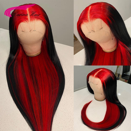 Lace Front Preplucked Red Colored Brazilian Remy Human Hair Wigs