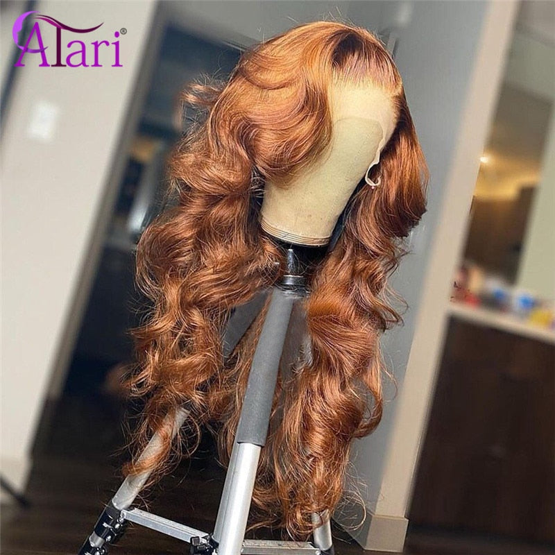 Lace Front Ginger Orange  Body Wave Brazilian Human Hair Pre-Plucked Wigs