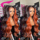 Lace Front Ginger Highlight Brazilian Remy Human Hair Wavy Lace Front Wig